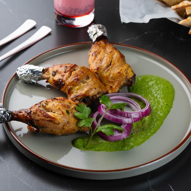 Marinated chicken drumsticks.