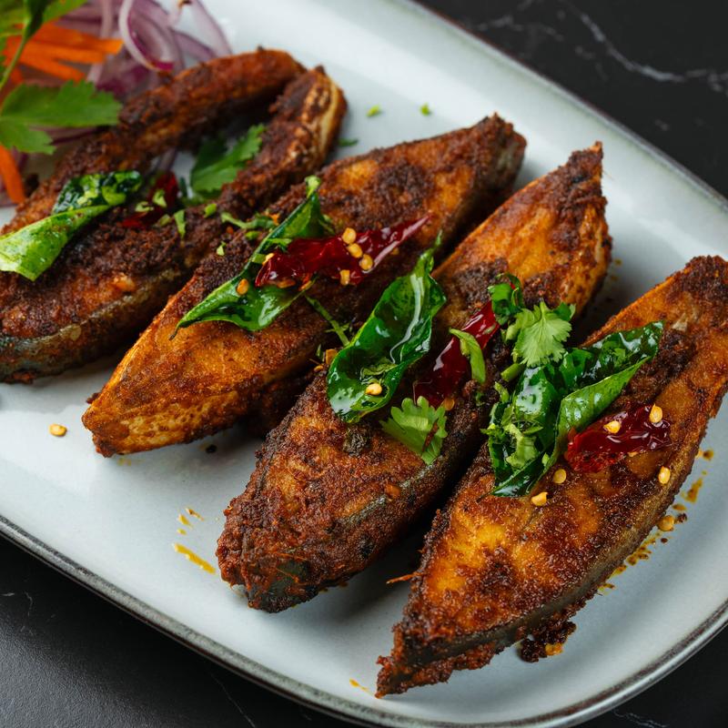 Marinated fish with herbs.