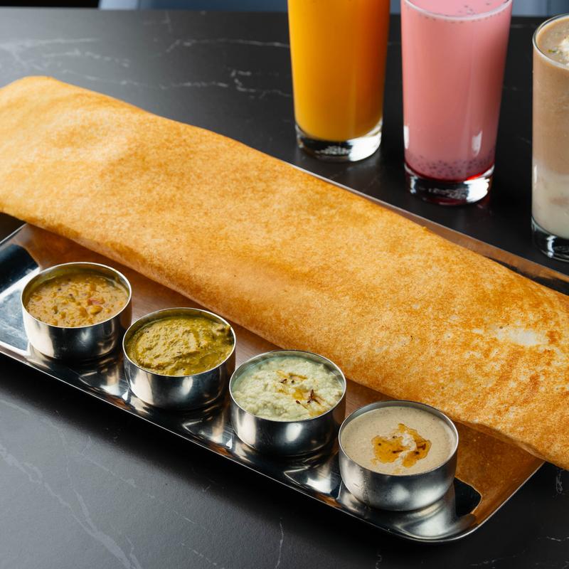 Dosa crepe with spreads.